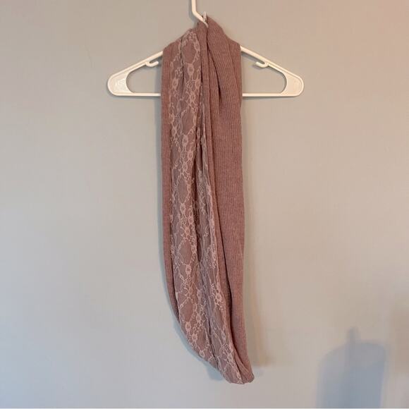 Accessories - Dusty Pink Lace Overlay Infinity Scarf Circle Scarf